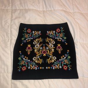 Black Embroidered Skirt
